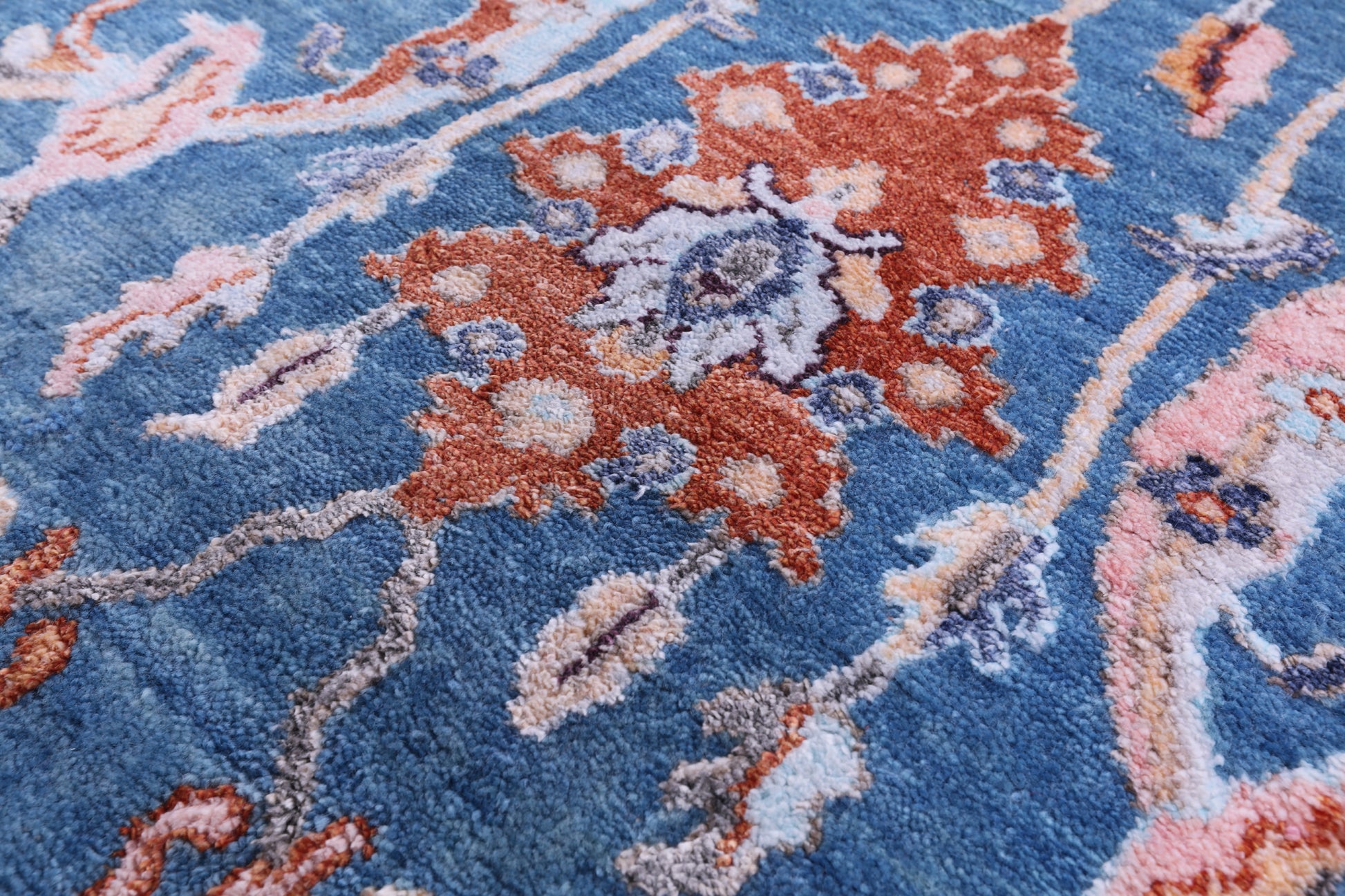 Blue Persian Hand Knotted Wool & Silk Rug - 8' 2" X 10' 5" - Golden Nile
