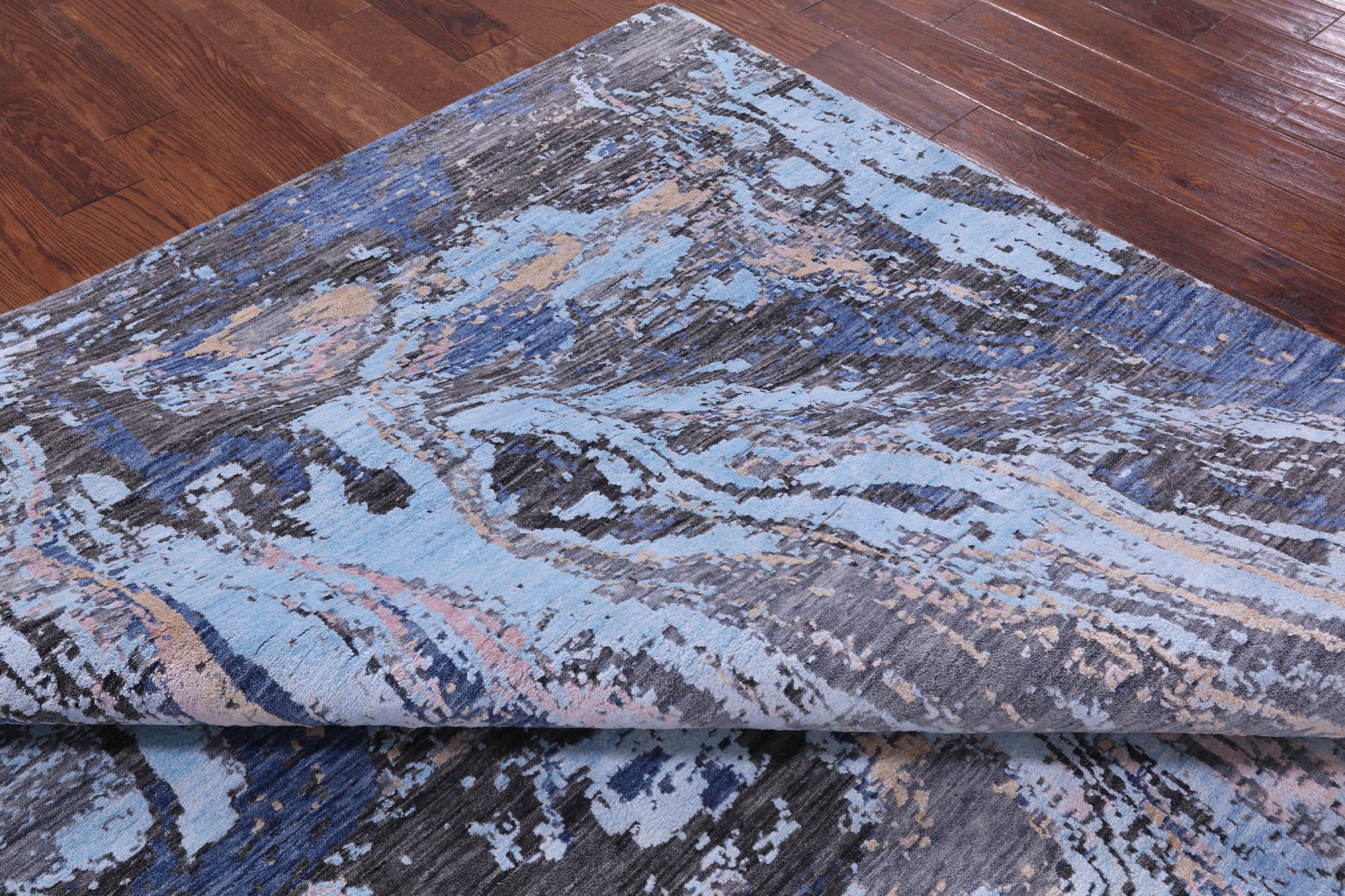 Contemporary Hand Knotted Wool & Silk Rug - 8' 0" X 10' 1" - Golden Nile
