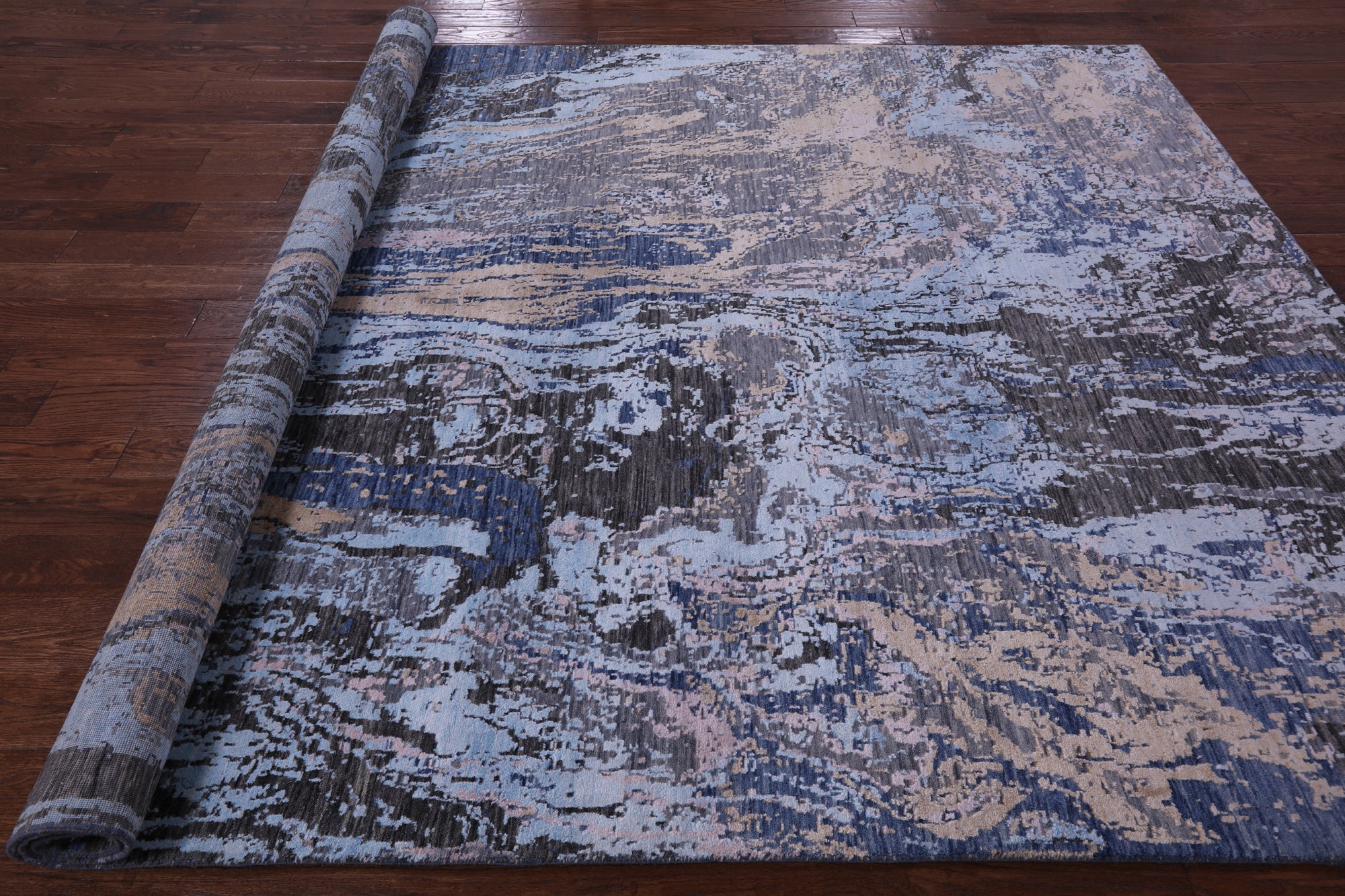 Contemporary Hand Knotted Wool & Silk Rug - 8' 0" X 10' 1" - Golden Nile