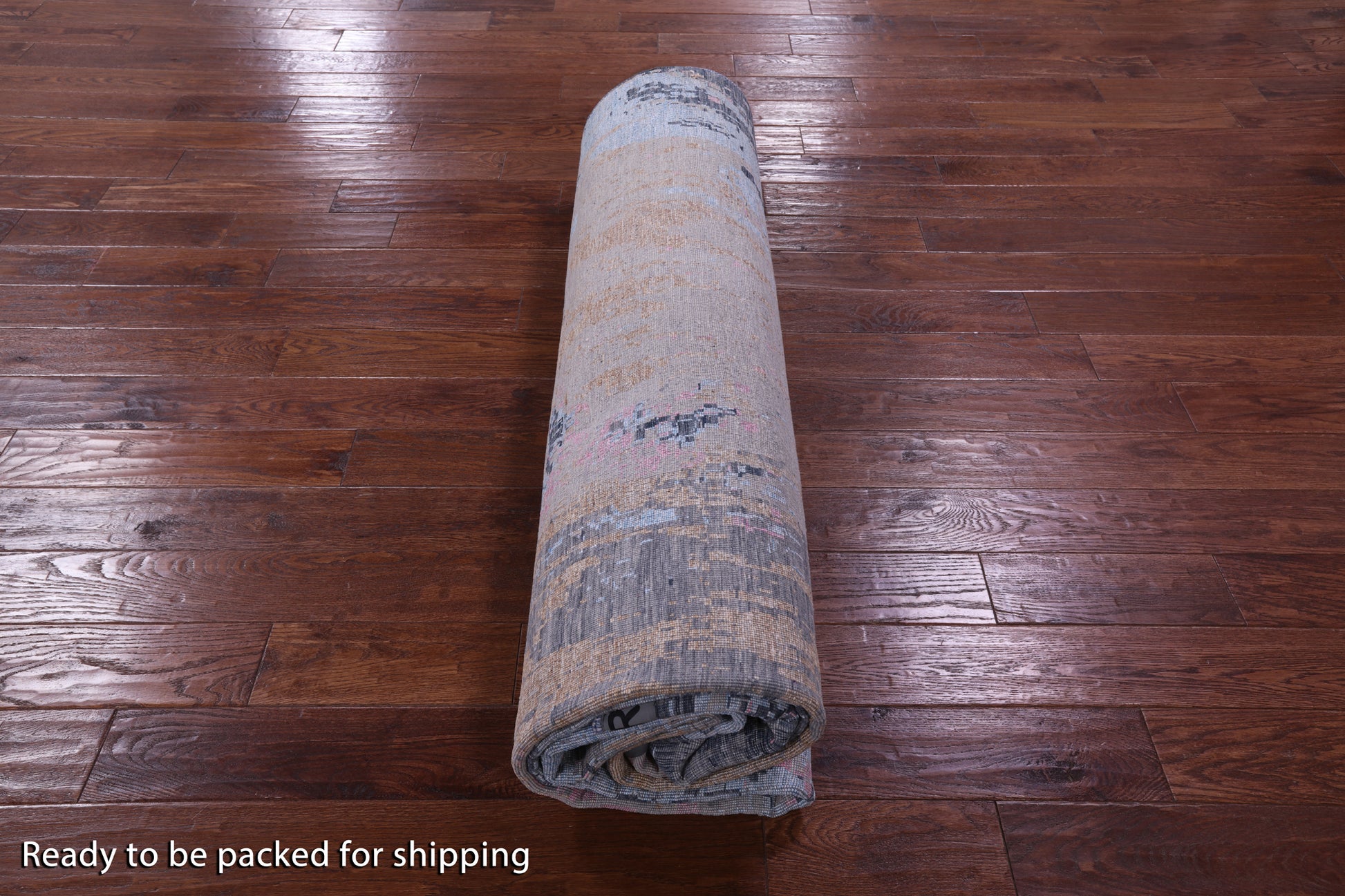 Abstract Contemporary Hand Knotted Wool & Silk Rug - 8' 11" X 12' 1" - Golden Nile