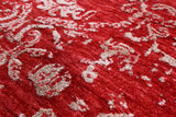 Red Modern Hand Knotted Wool & Silk Runner Rug - 2' 6" X 14' 2" - Golden Nile