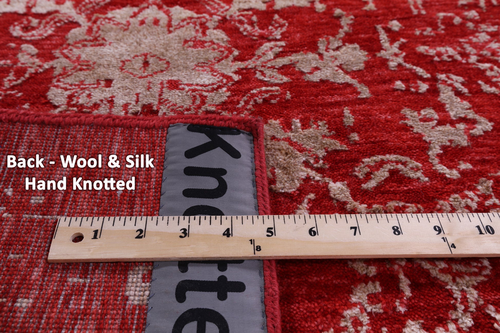 Red Modern Hand Knotted Wool & Silk Runner Rug - 2' 6" X 14' 2" - Golden Nile
