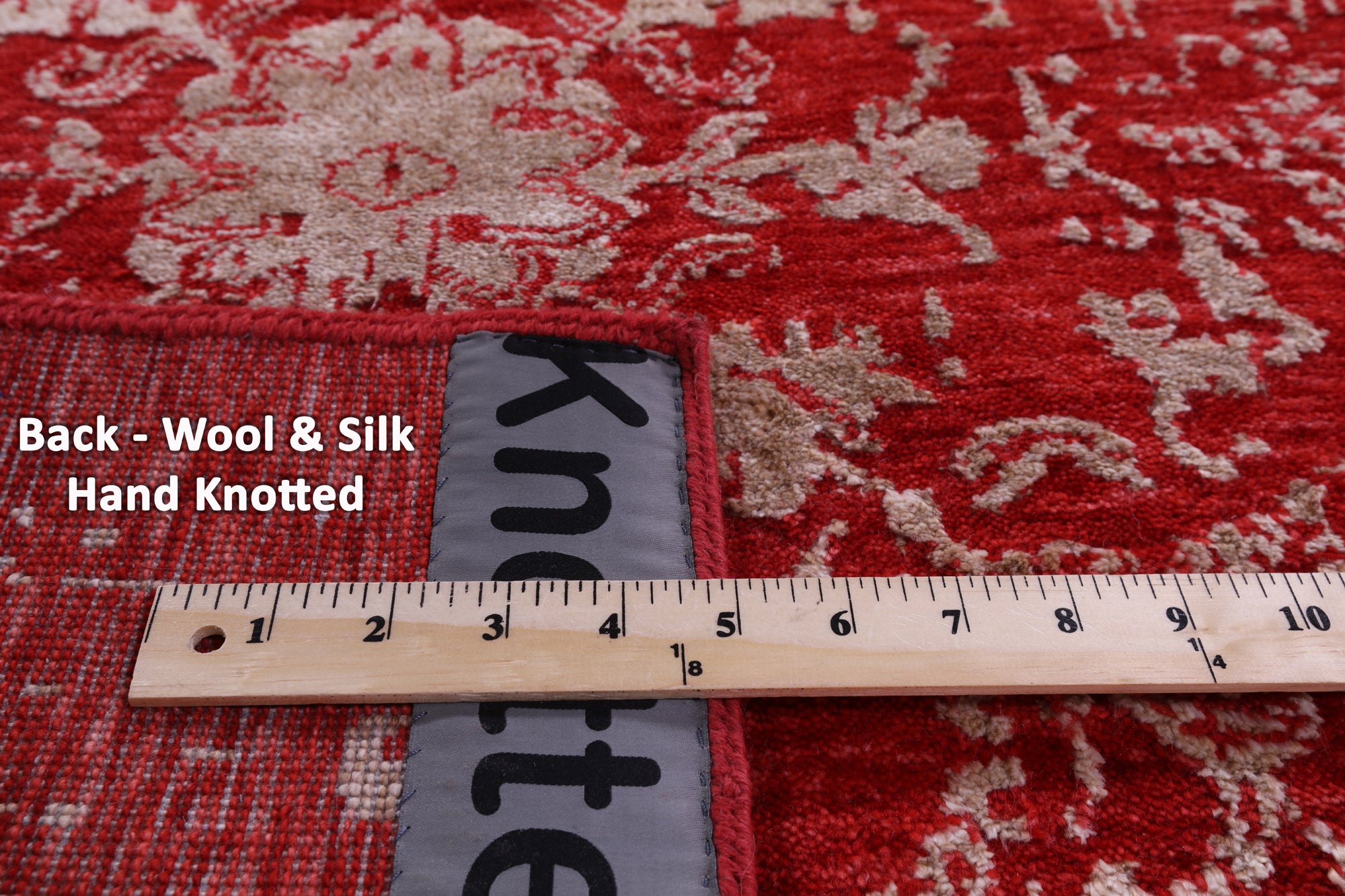 Red Modern Hand Knotted Wool & Silk Runner Rug - 2' 6" X 14' 2" - Golden Nile