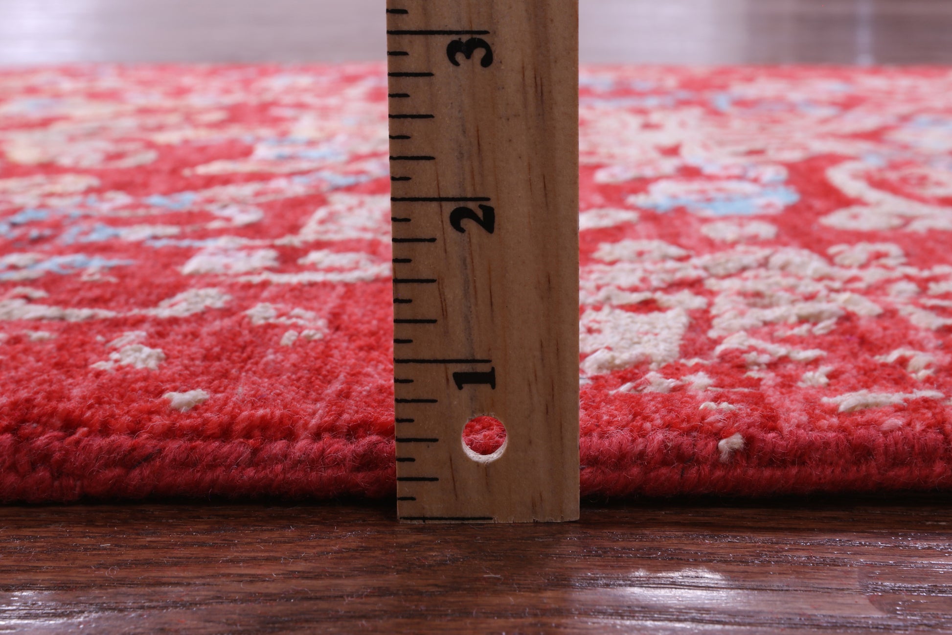 Red Modern Hand Knotted Wool & Silk Runner Rug - 2' 6" X 14' 2" - Golden Nile