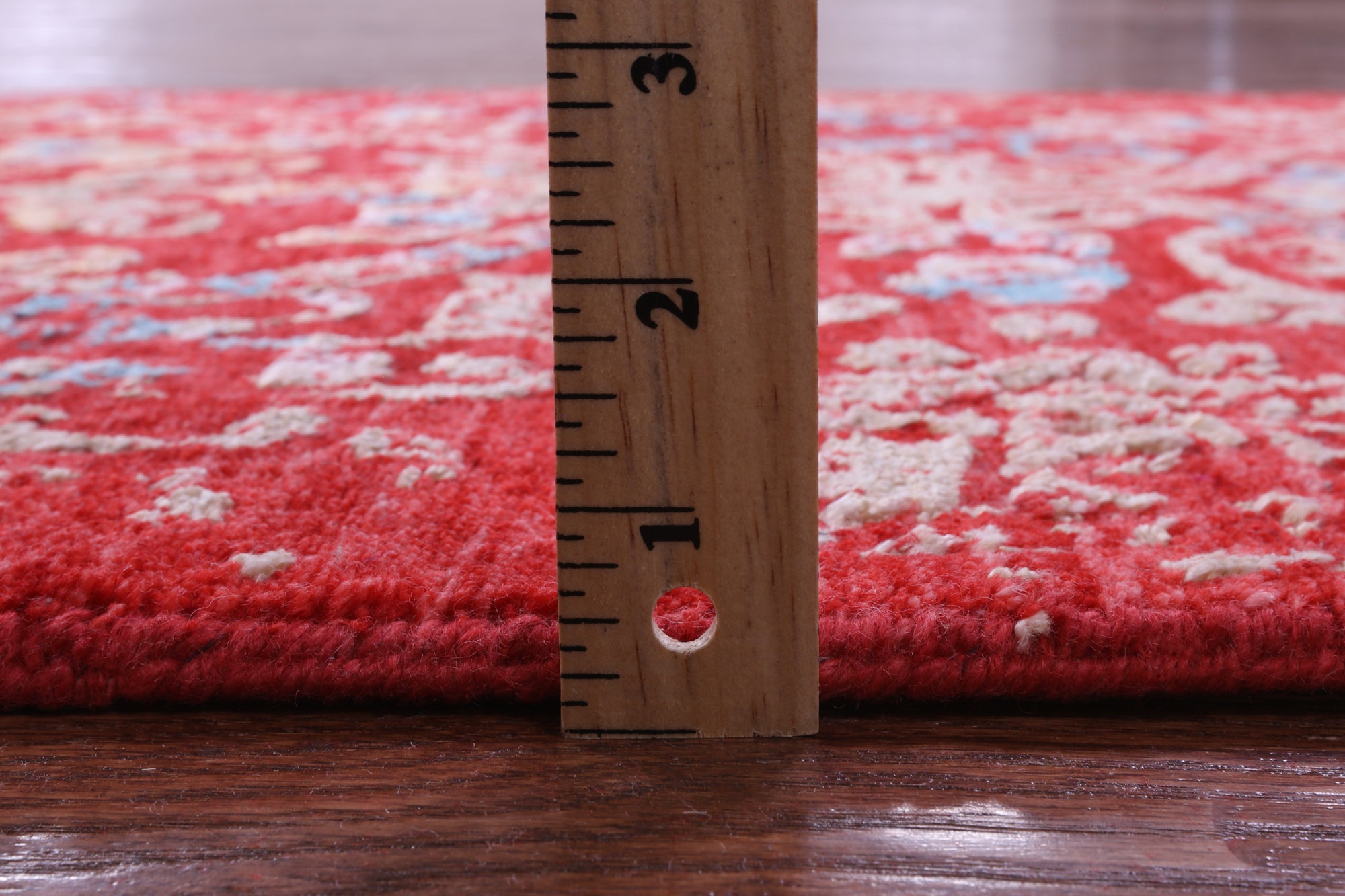 Red Modern Hand Knotted Wool & Silk Runner Rug - 2' 6" X 14' 2" - Golden Nile