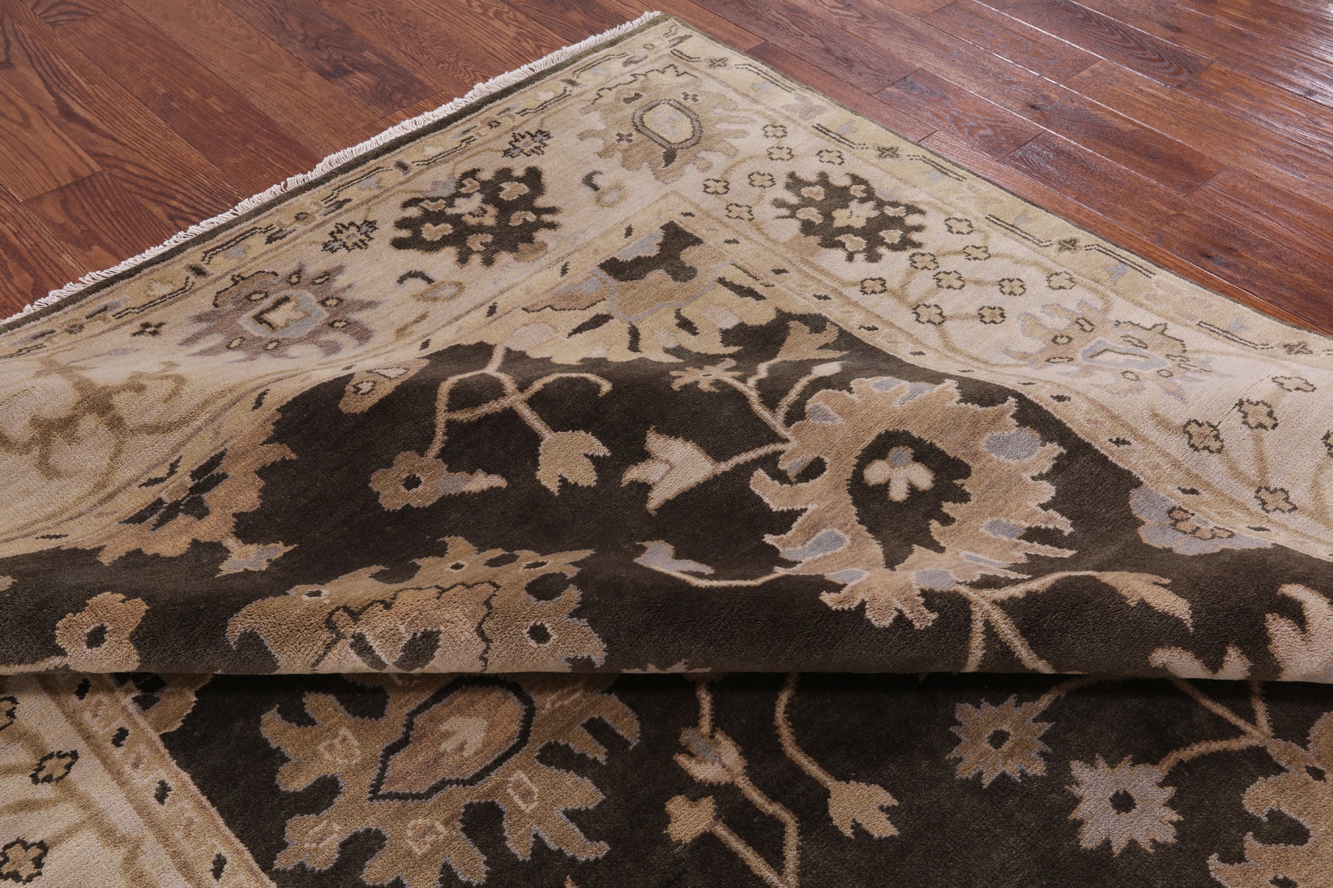 Brown Turkish Oushak Hand Knotted Wool Area Rug - 7' 11" X 10' 0" - Golden Nile