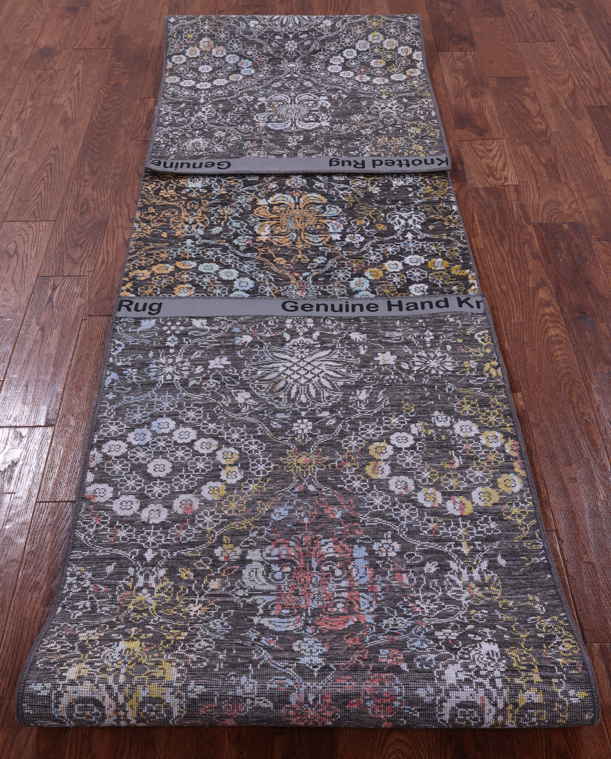 Modern Hand Knotted Wool & Silk Runner Rug - 2' 7" X 14' 0" - Golden Nile