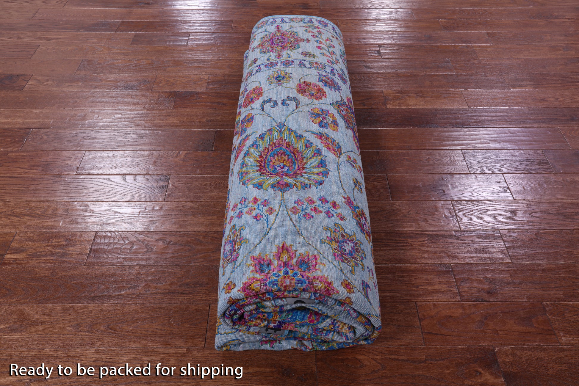 Blue Persian Hand Knotted Wool & Silk Rug - 9' 0" X 12' 3" - Golden Nile