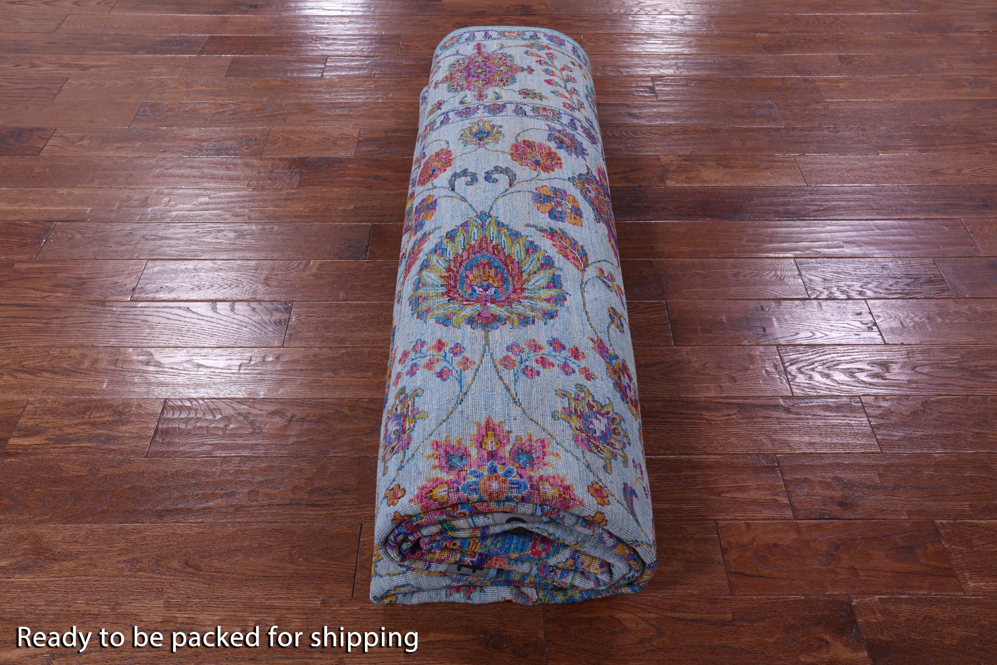 Blue Persian Hand Knotted Wool & Silk Rug - 9' 0" X 12' 3" - Golden Nile