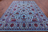 Blue Persian Hand Knotted Wool & Silk Rug - 9' 0" X 12' 3" - Golden Nile