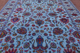Blue Persian Hand Knotted Wool & Silk Rug - 9' 0" X 12' 3" - Golden Nile