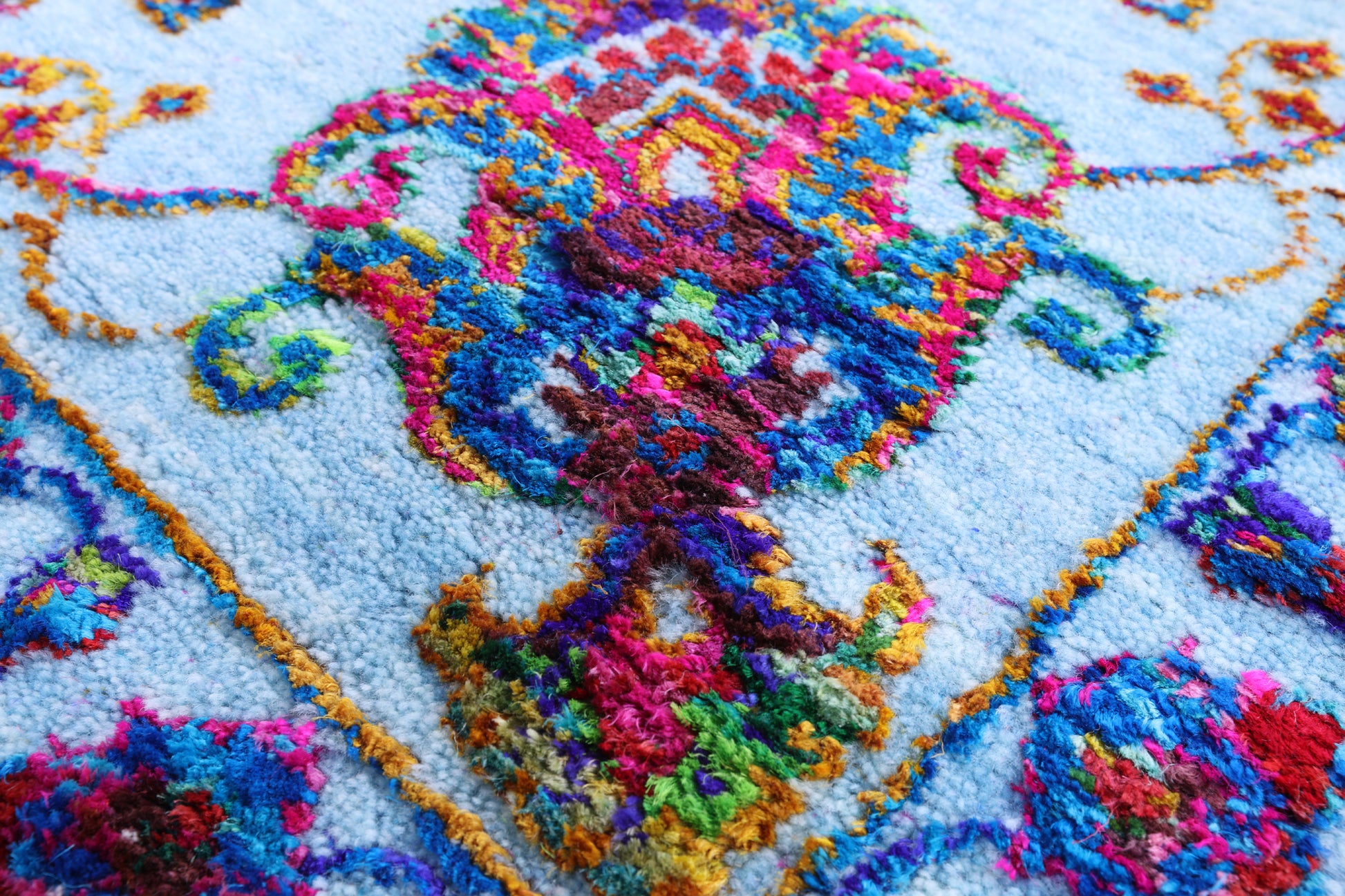 Blue Persian Hand Knotted Wool & Silk Rug - 9' 0" X 12' 3" - Golden Nile