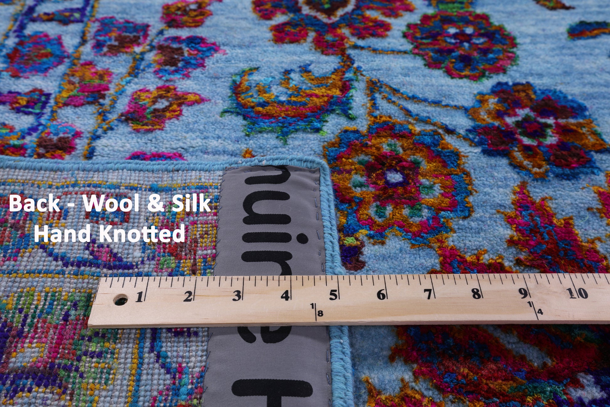 Blue Persian Hand Knotted Wool & Silk Rug - 9' 0" X 12' 3" - Golden Nile