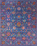 Blue Persian Hand Knotted Wool & Silk Rug - 8' 2" X 10' 1" - Golden Nile
