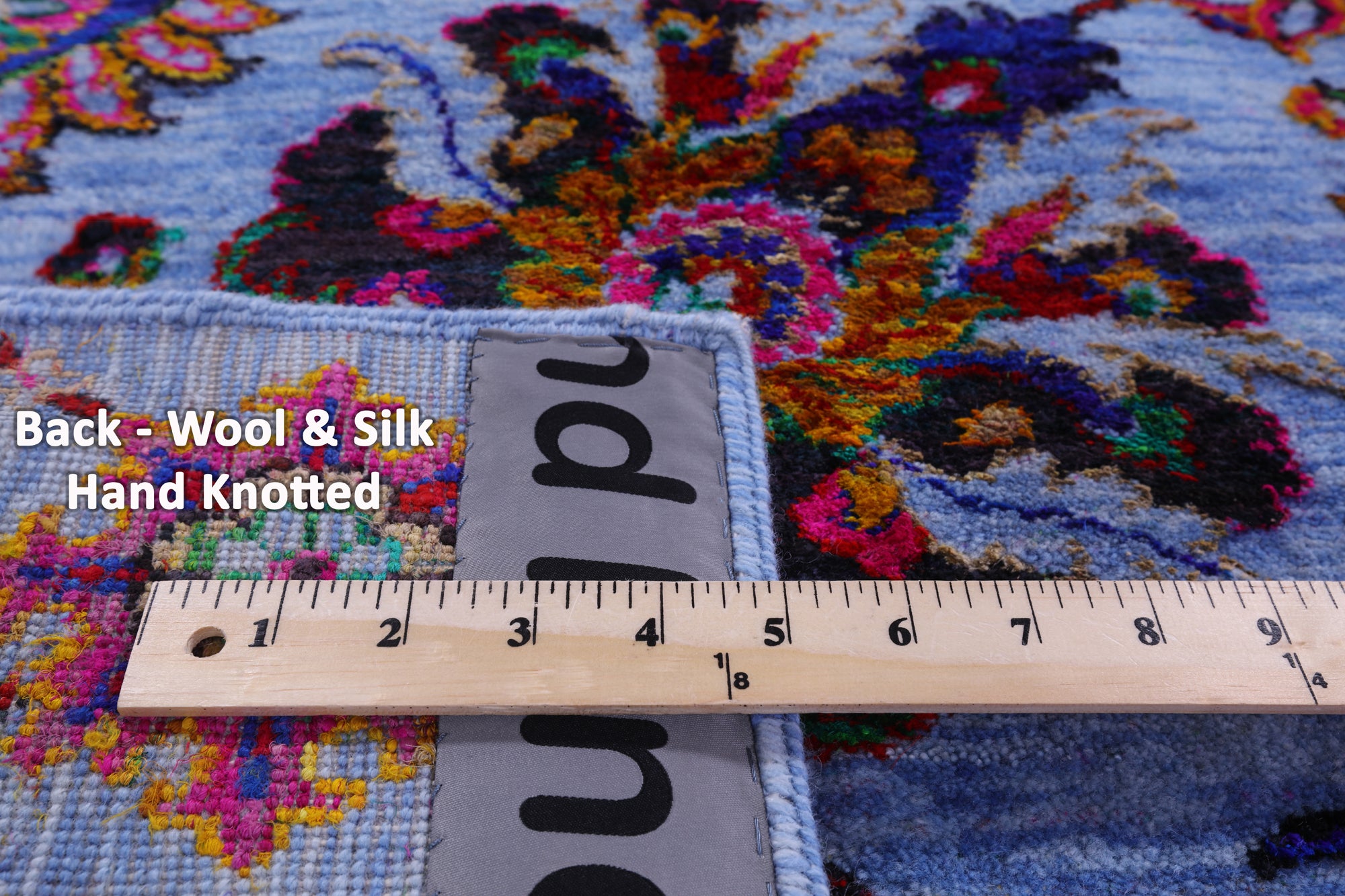 Blue Persian Hand Knotted Wool & Silk Rug - 6' 0" X 8' 11" - Golden Nile