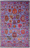Blue Persian Hand Knotted Wool & Silk Rug - 5' 11" X 9' 5" - Golden Nile