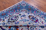 Grey Persian Hand Knotted Wool & Silk Rug - 9' 0" X 12' 2" - Golden Nile