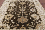 Brown Turkish Oushak Handmade Wool Area Rug - 7' 11" X 10' 3" - Golden Nile