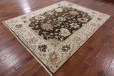 Brown Turkish Oushak Handmade Wool Area Rug - 7' 11" X 10' 3" - Golden Nile