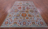 Grey Persian Hand Knotted Wool & Silk Rug - 6' 3" X 9' 1" - Golden Nile