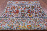 Grey Persian Hand Knotted Wool & Silk Rug - 6' 3" X 9' 1" - Golden Nile