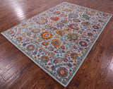 Grey Persian Hand Knotted Wool & Silk Rug - 6' 3" X 9' 1" - Golden Nile