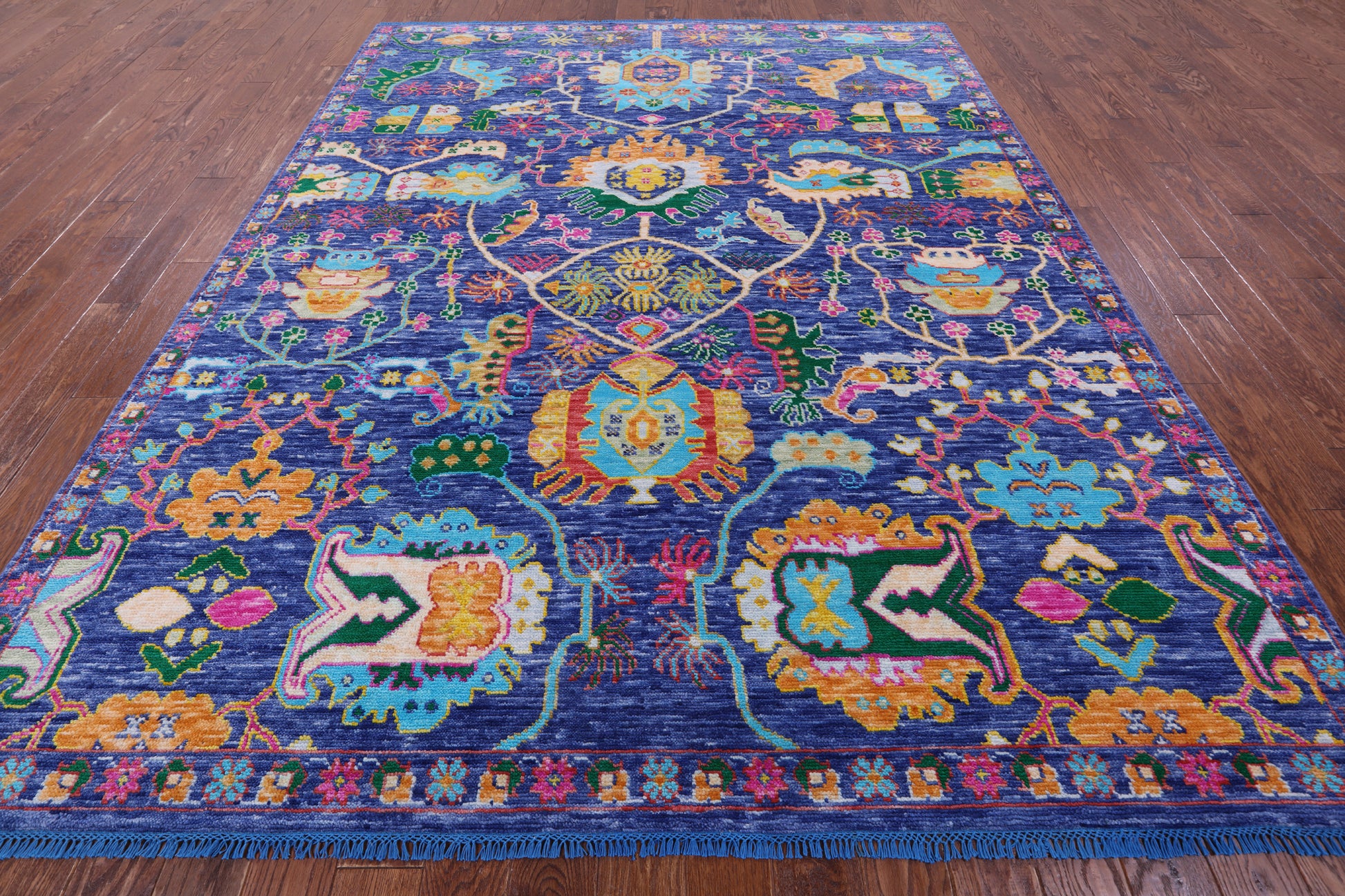 Blue Turkish Oushak Hand Knotted Wool Rug - 8' 2" X 10' 0" - Golden Nile