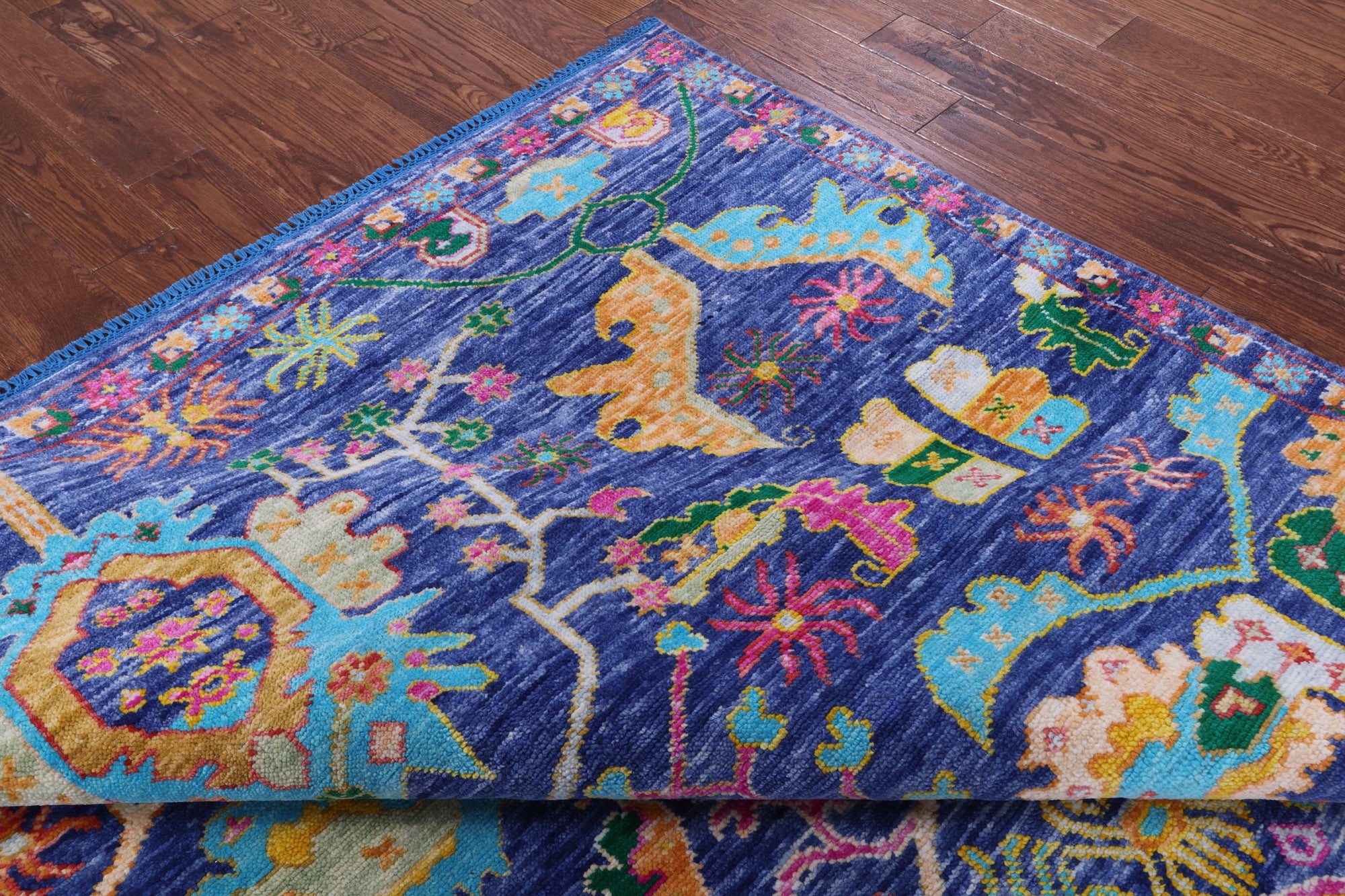 Blue Turkish Oushak Hand Knotted Wool Rug - 8' 2" X 10' 0" - Golden Nile