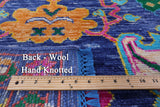 Blue Turkish Oushak Hand Knotted Wool Rug - 8' 2" X 10' 0" - Golden Nile