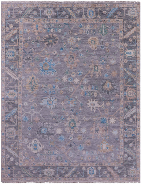 Grey Turkish Oushak Hand Knotted Wool Rug - 8' 0" X 10' 1" - Golden Nile