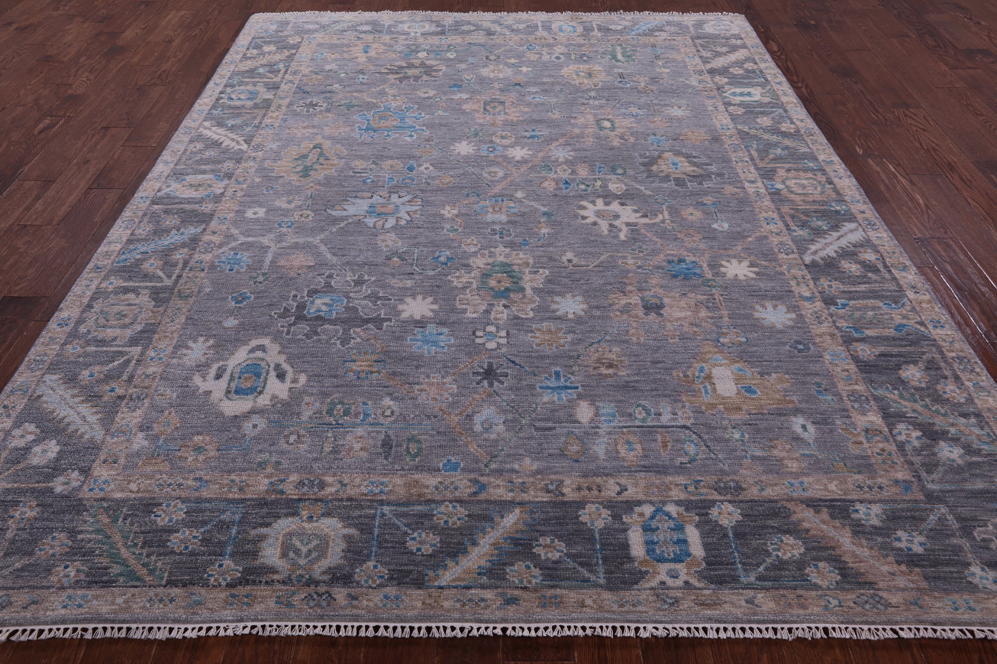 Grey Turkish Oushak Hand Knotted Wool Rug - 8' 0" X 10' 1" - Golden Nile