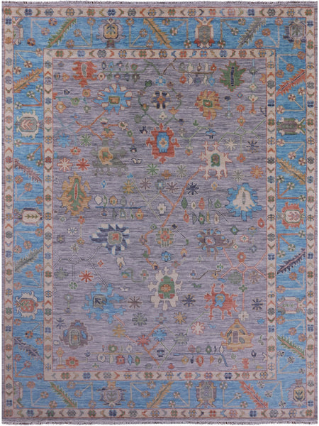 Grey Turkish Oushak Hand Knotted Wool Rug - 10' 1" X 13' 7" - Golden Nile