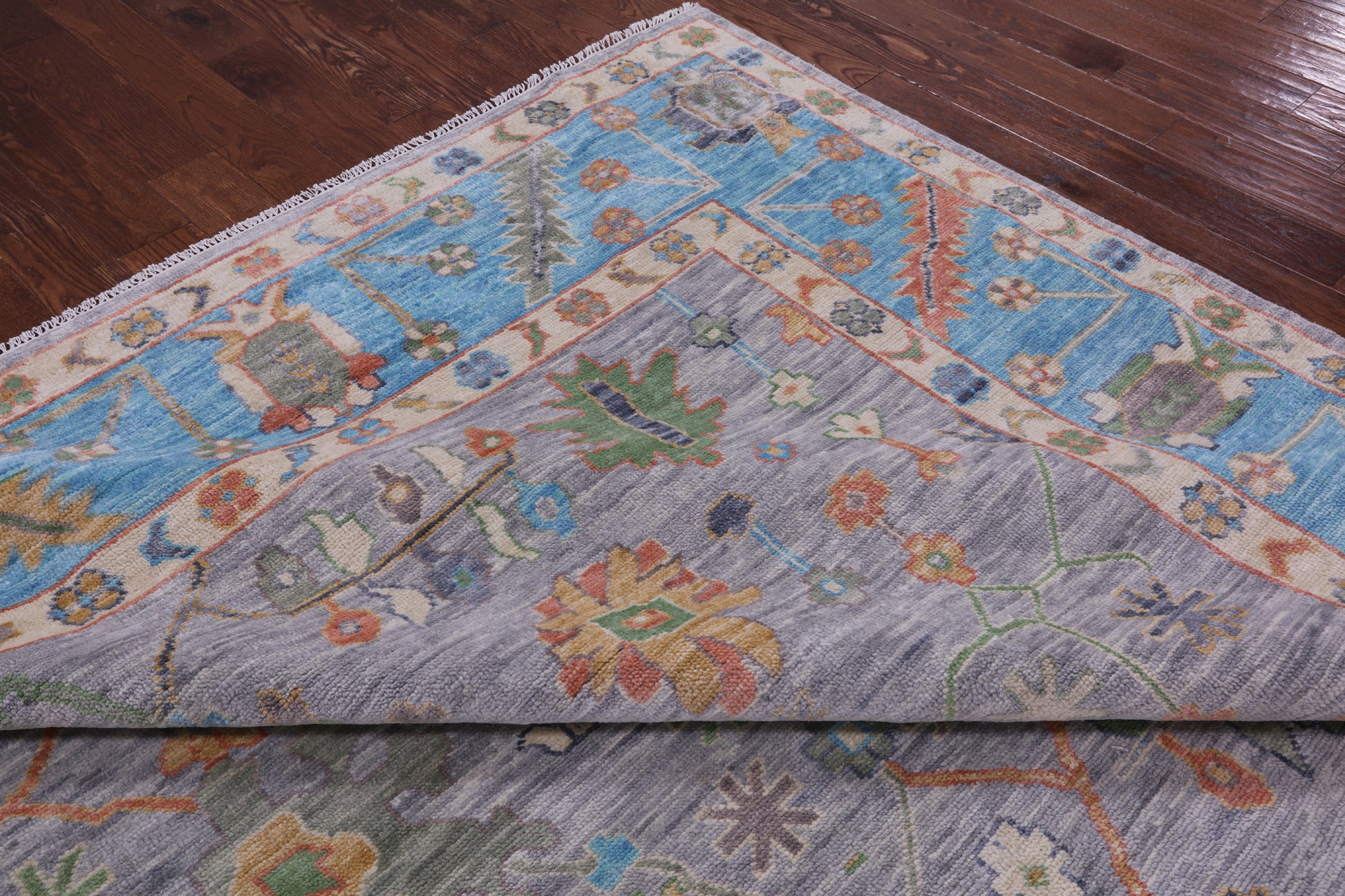 Grey Turkish Oushak Hand Knotted Wool Rug - 10' 1" X 13' 7" - Golden Nile
