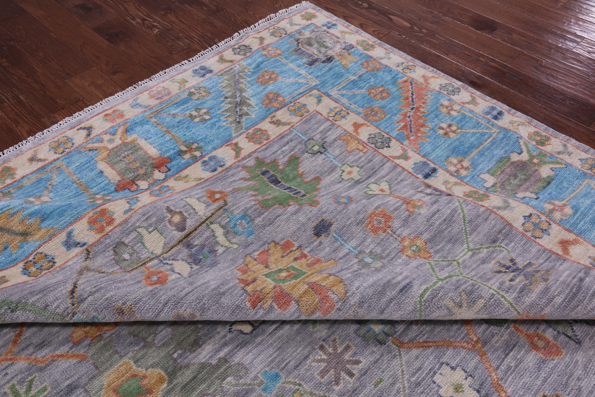 Grey Turkish Oushak Hand Knotted Wool Rug - 10' 1" X 13' 7" - Golden Nile