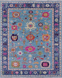 Blue Turkish Oushak Handmade Wool Rug - 8' 4" X 10' 6" - Golden Nile