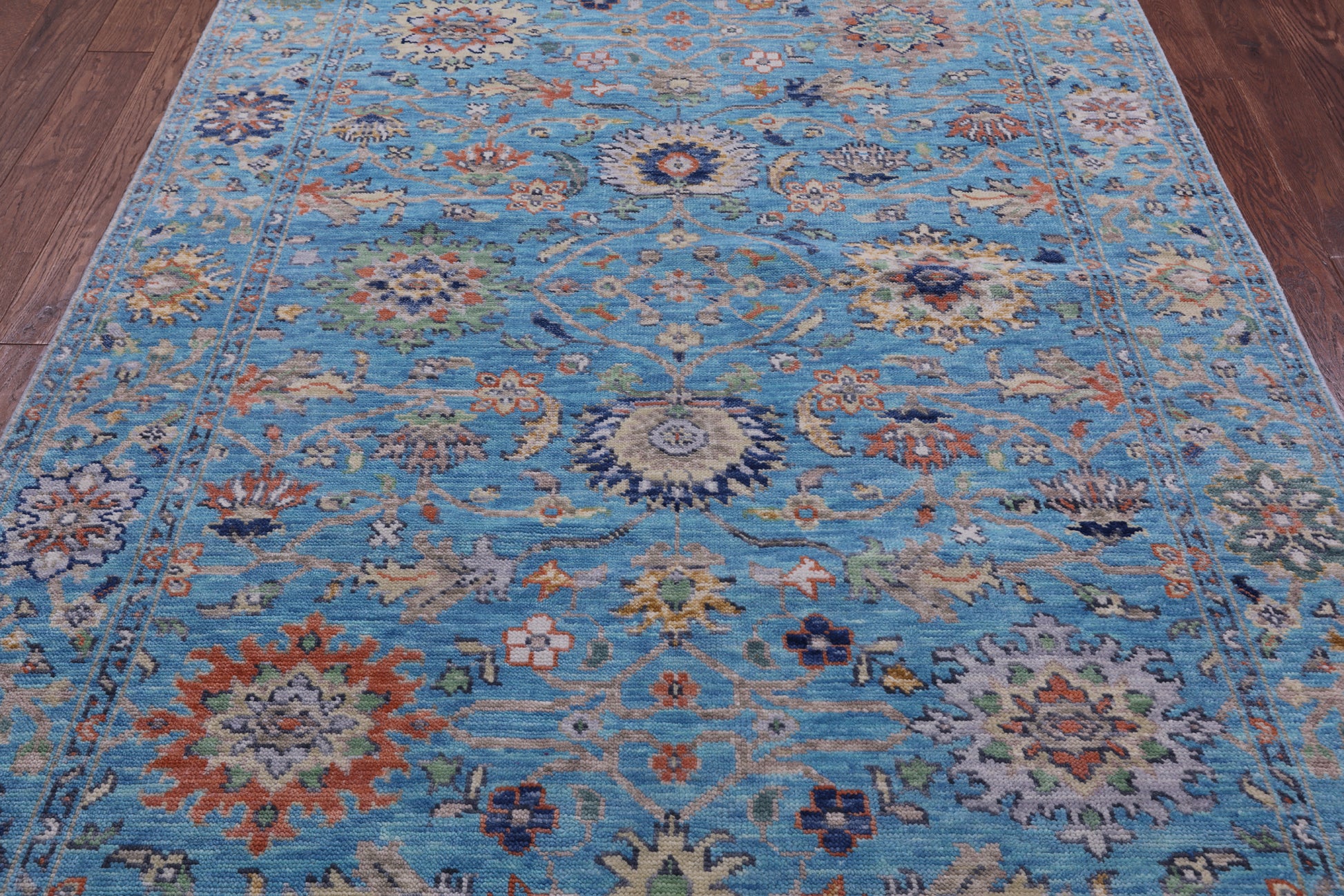 Blue Turkish Oushak Handmade Wool Rug - 6' 1" X 8' 7" - Golden Nile