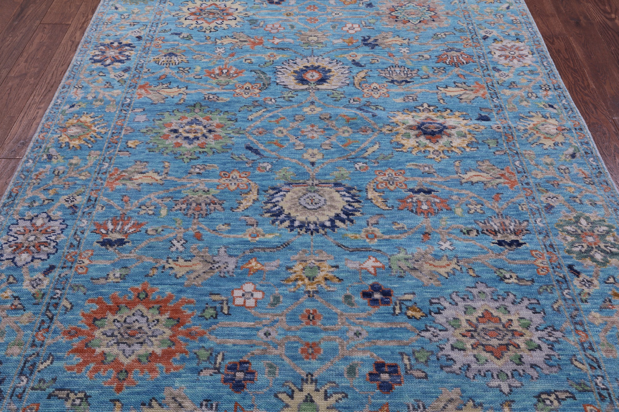 Blue Turkish Oushak Handmade Wool Rug - 6' 1" X 8' 7" - Golden Nile