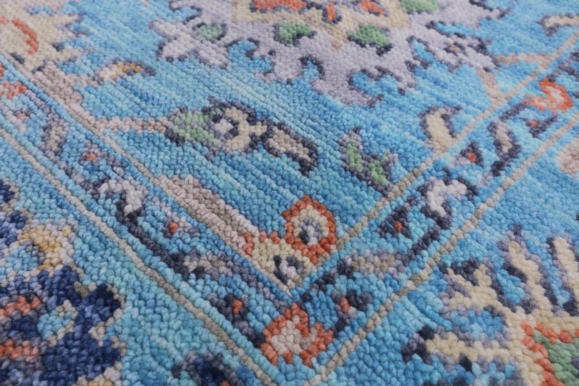 Blue Turkish Oushak Handmade Wool Rug - 6' 1" X 8' 7" - Golden Nile