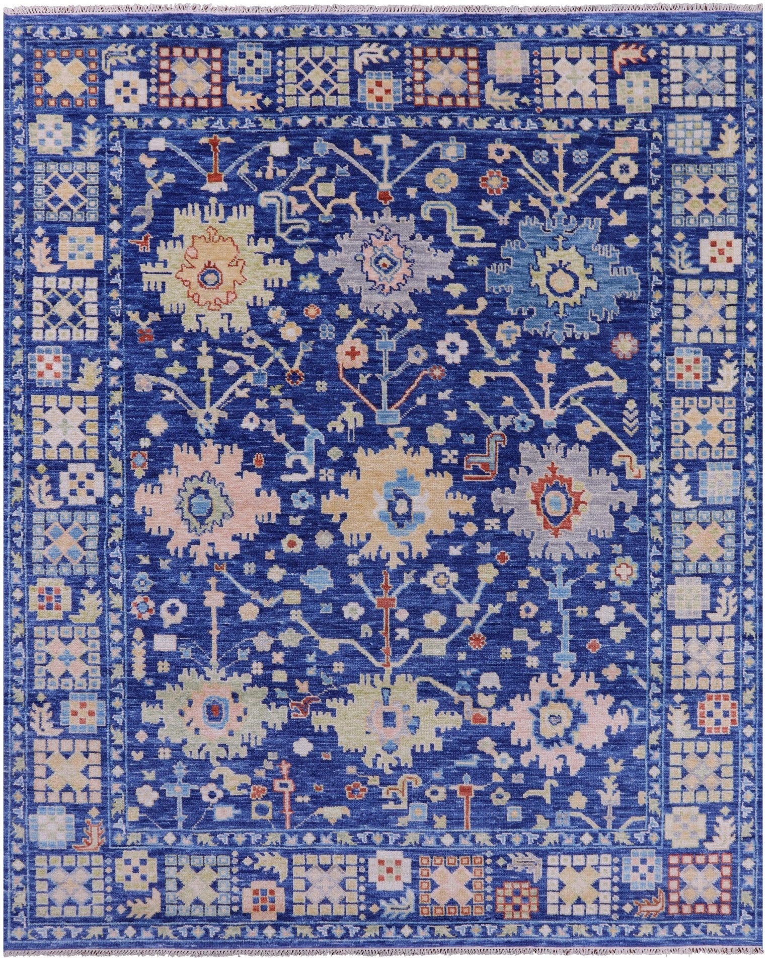 Blue Turkish Oushak Handmade Wool Rug - 8' 2" X 10' 1" - Golden Nile