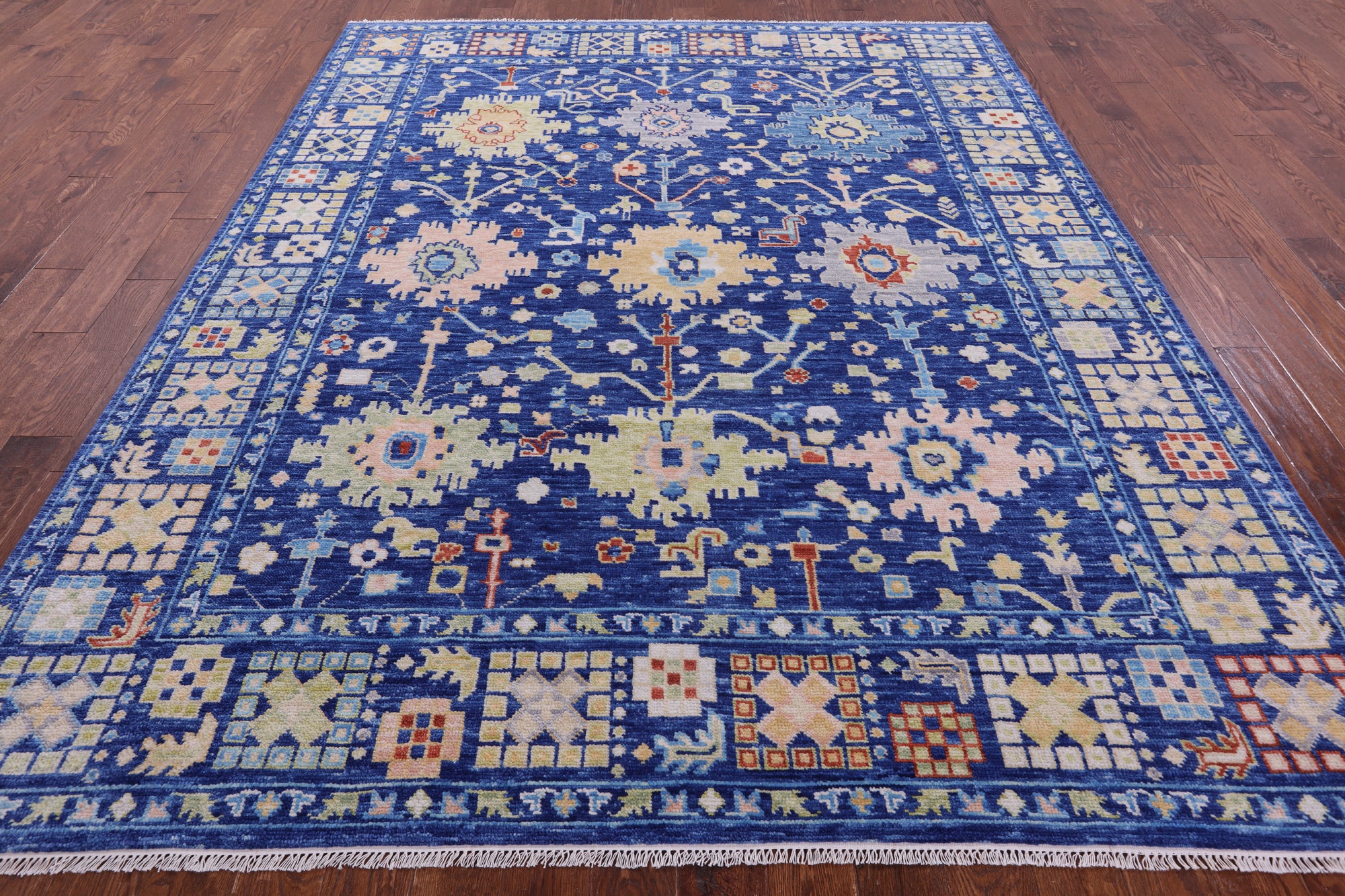 Blue Turkish Oushak Handmade Wool Rug - 8' 2" X 10' 1" - Golden Nile