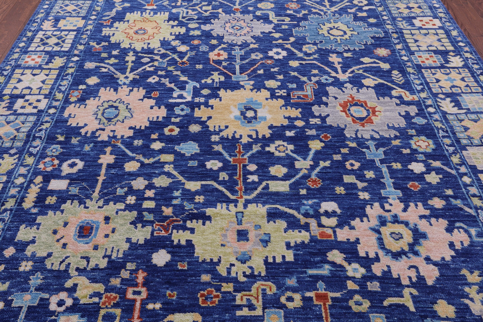 Blue Turkish Oushak Handmade Wool Rug - 8' 2" X 10' 1" - Golden Nile