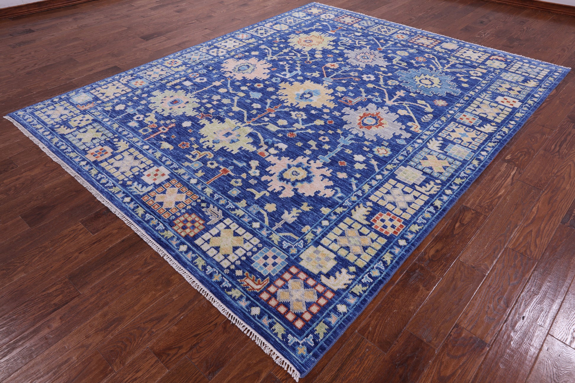 Blue Turkish Oushak Handmade Wool Rug - 8' 2" X 10' 1" - Golden Nile
