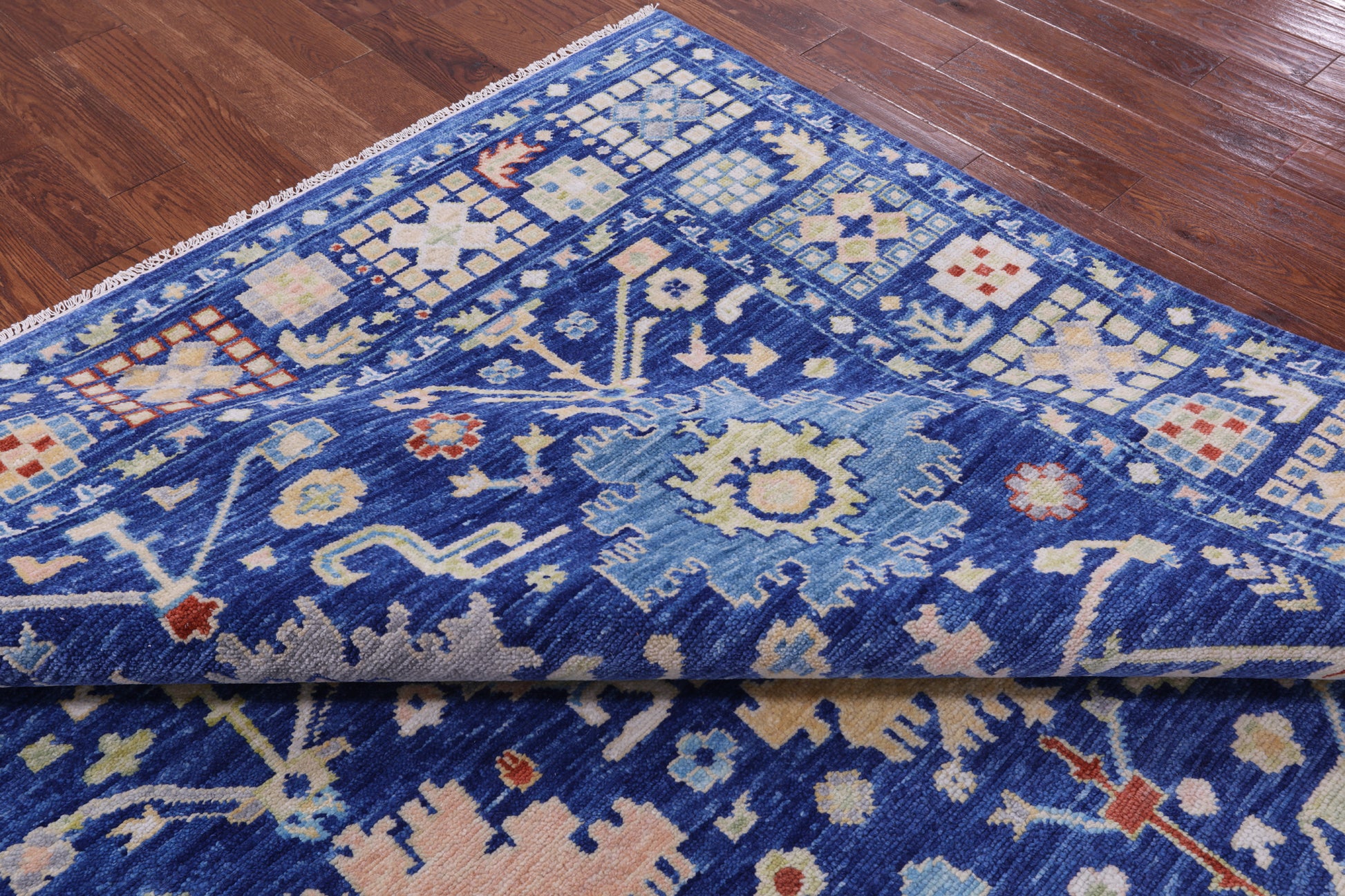 Blue Turkish Oushak Handmade Wool Rug - 8' 2" X 10' 1" - Golden Nile