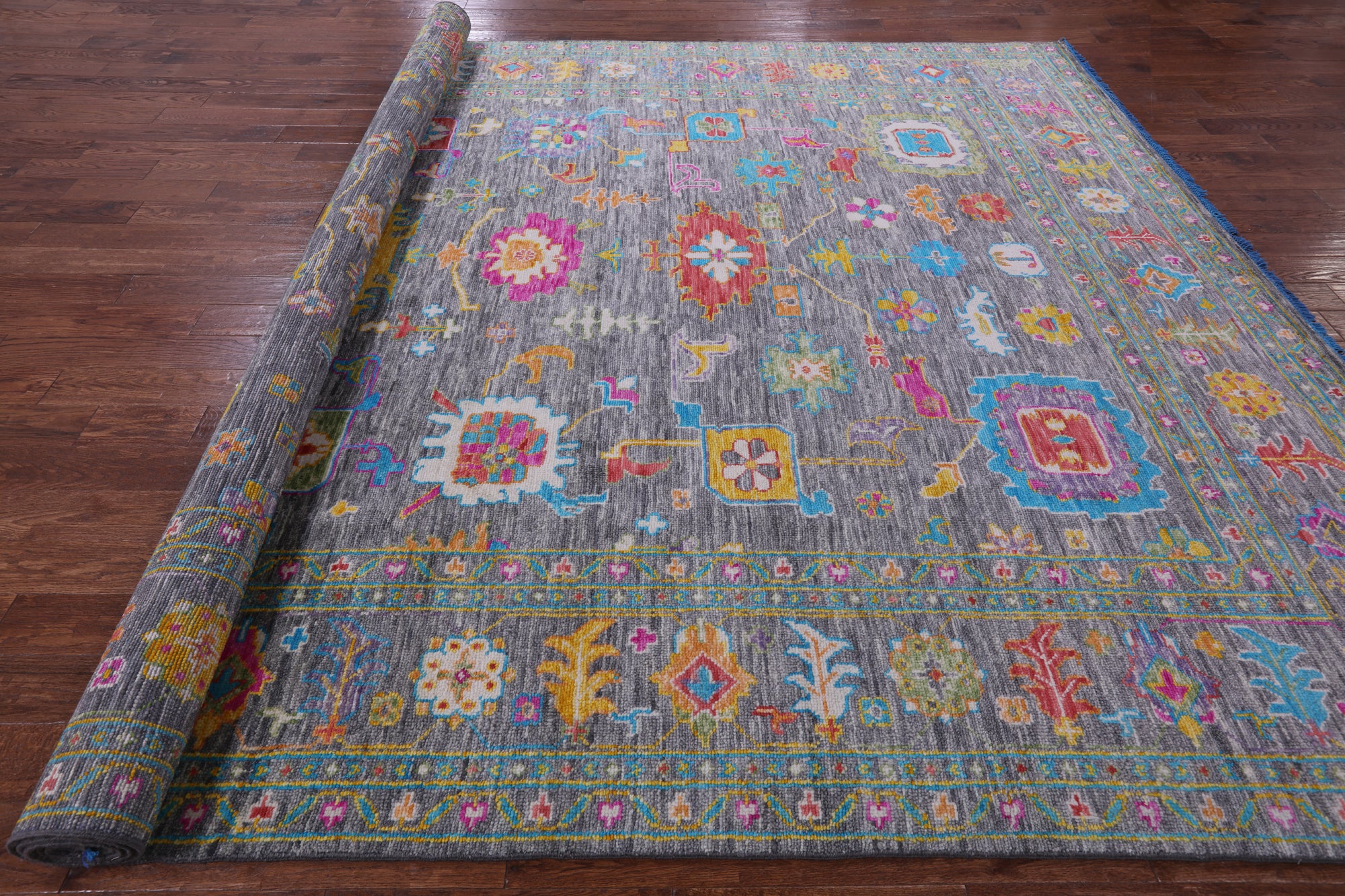 Grey Turkish Oushak Hand Knotted Wool Rug - 10' 4" X 14' 1" - Golden Nile
