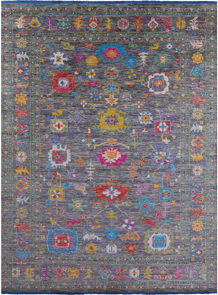 Grey Turkish Oushak Hand Knotted Wool Rug - 10' 4" X 14' 1" - Golden Nile
