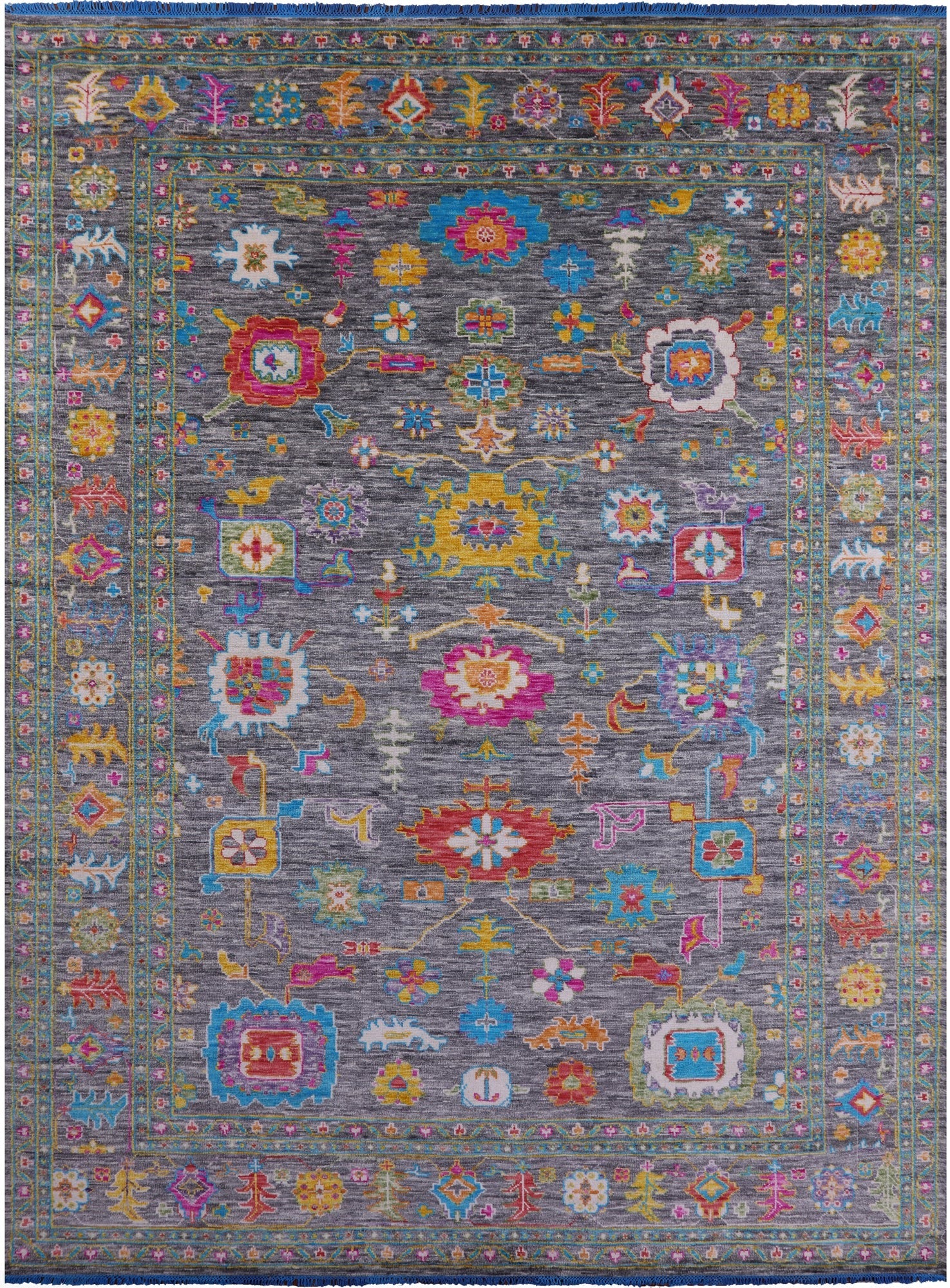 Grey Turkish Oushak Hand Knotted Wool Rug - 10' 4" X 14' 1" - Golden Nile