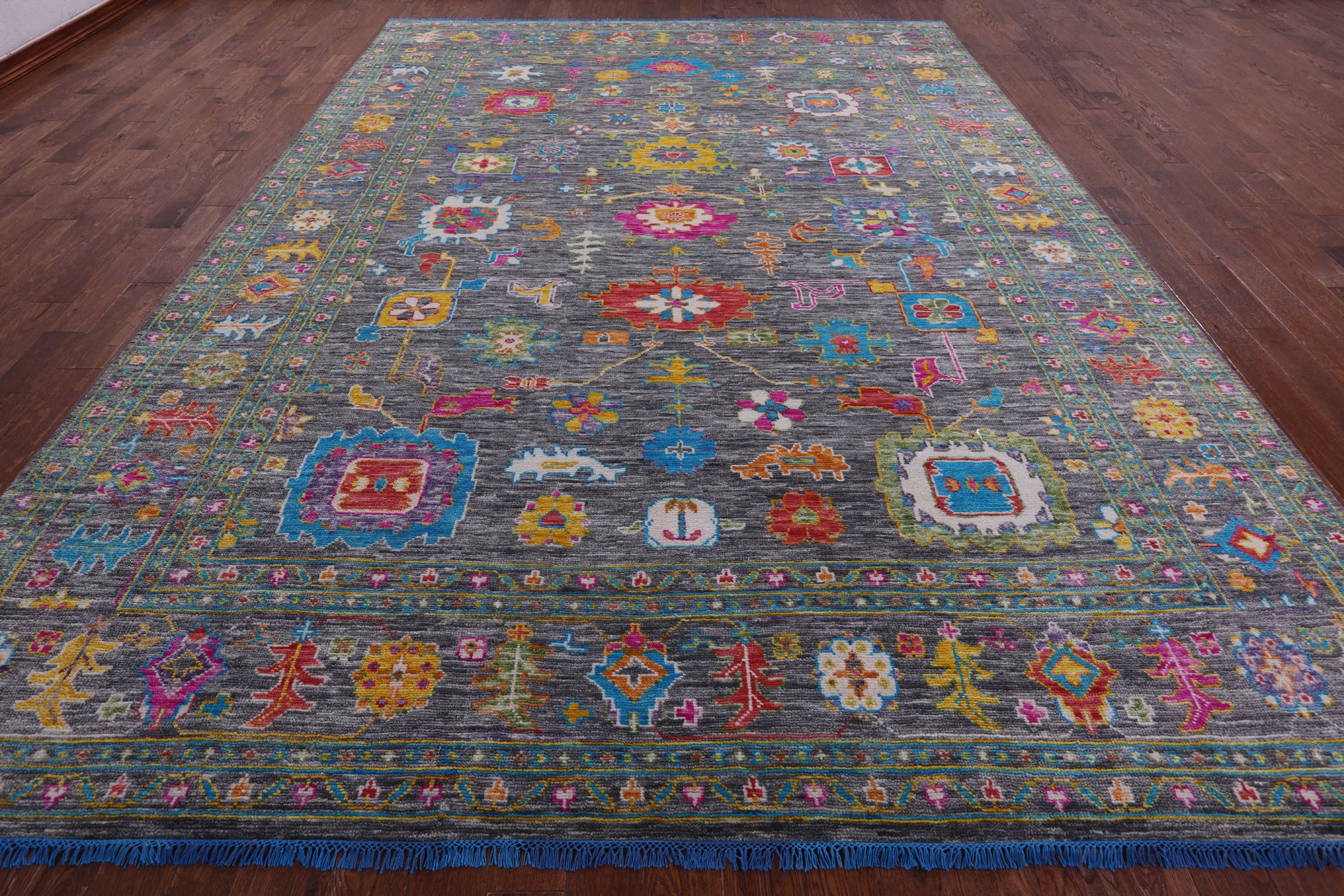 Grey Turkish Oushak Hand Knotted Wool Rug - 10' 4" X 14' 1" - Golden Nile