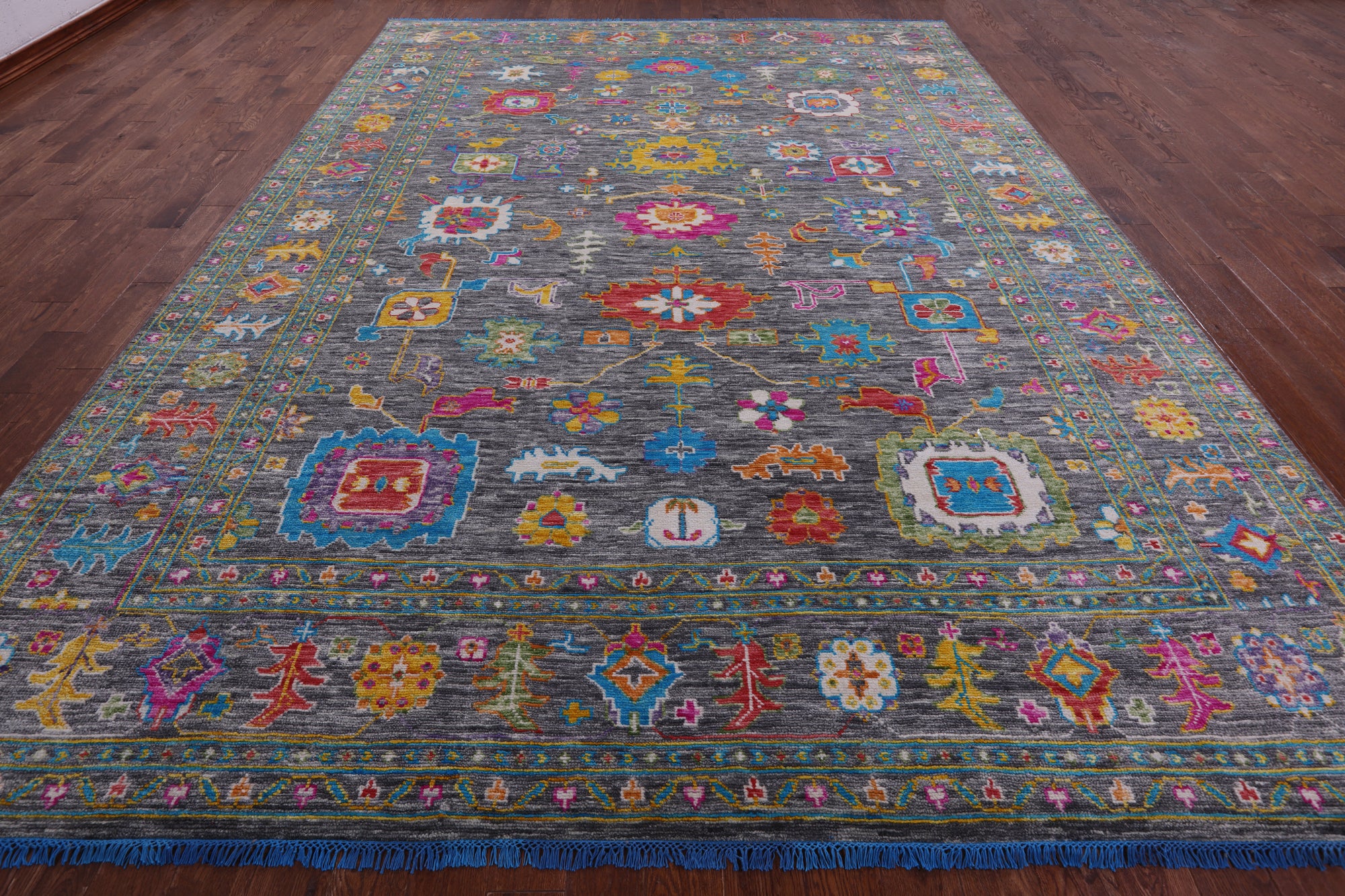 Grey Turkish Oushak Hand Knotted Wool Rug - 10' 4" X 14' 1" - Golden Nile
