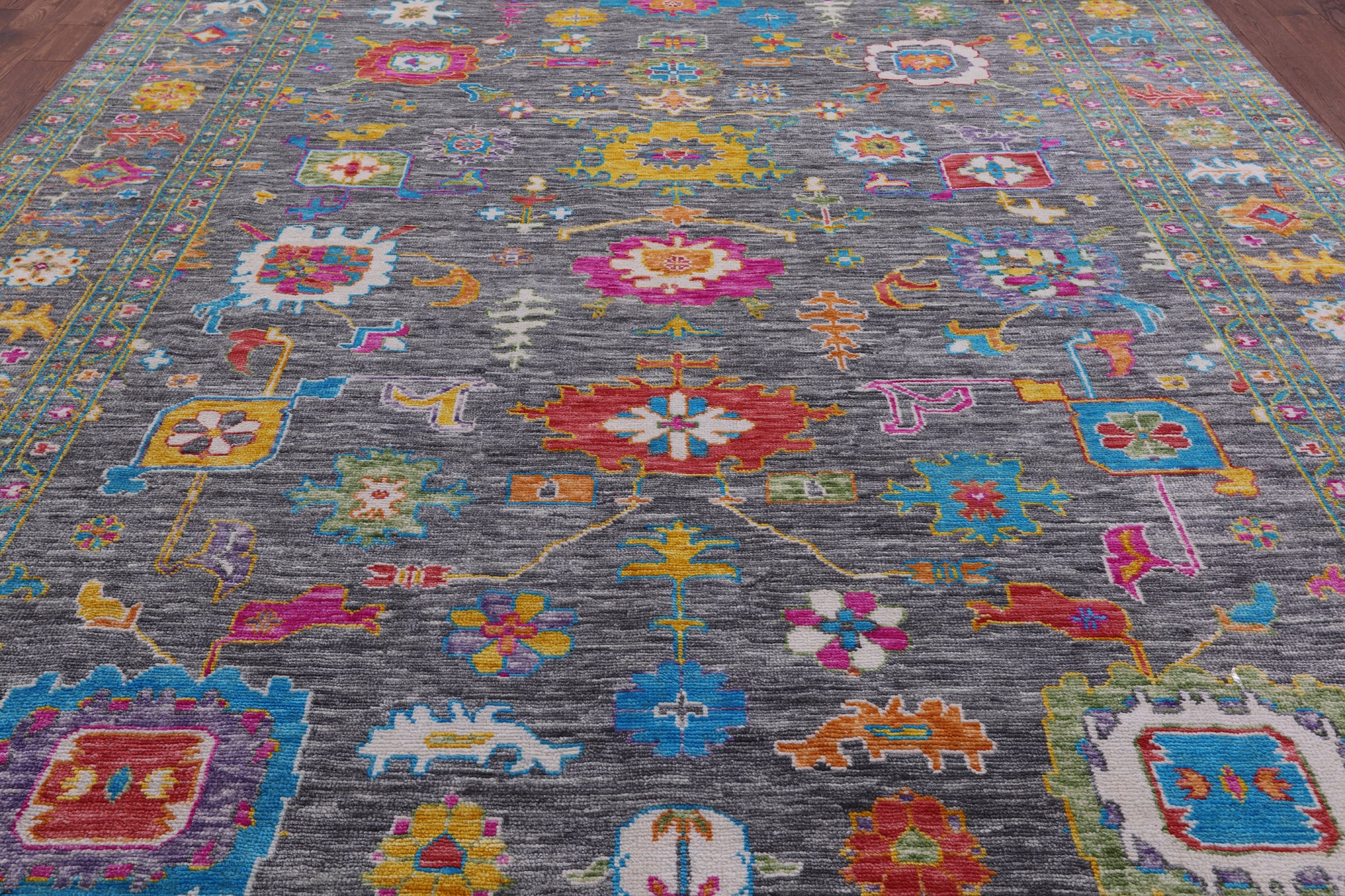 Grey Turkish Oushak Hand Knotted Wool Rug - 10' 4" X 14' 1" - Golden Nile