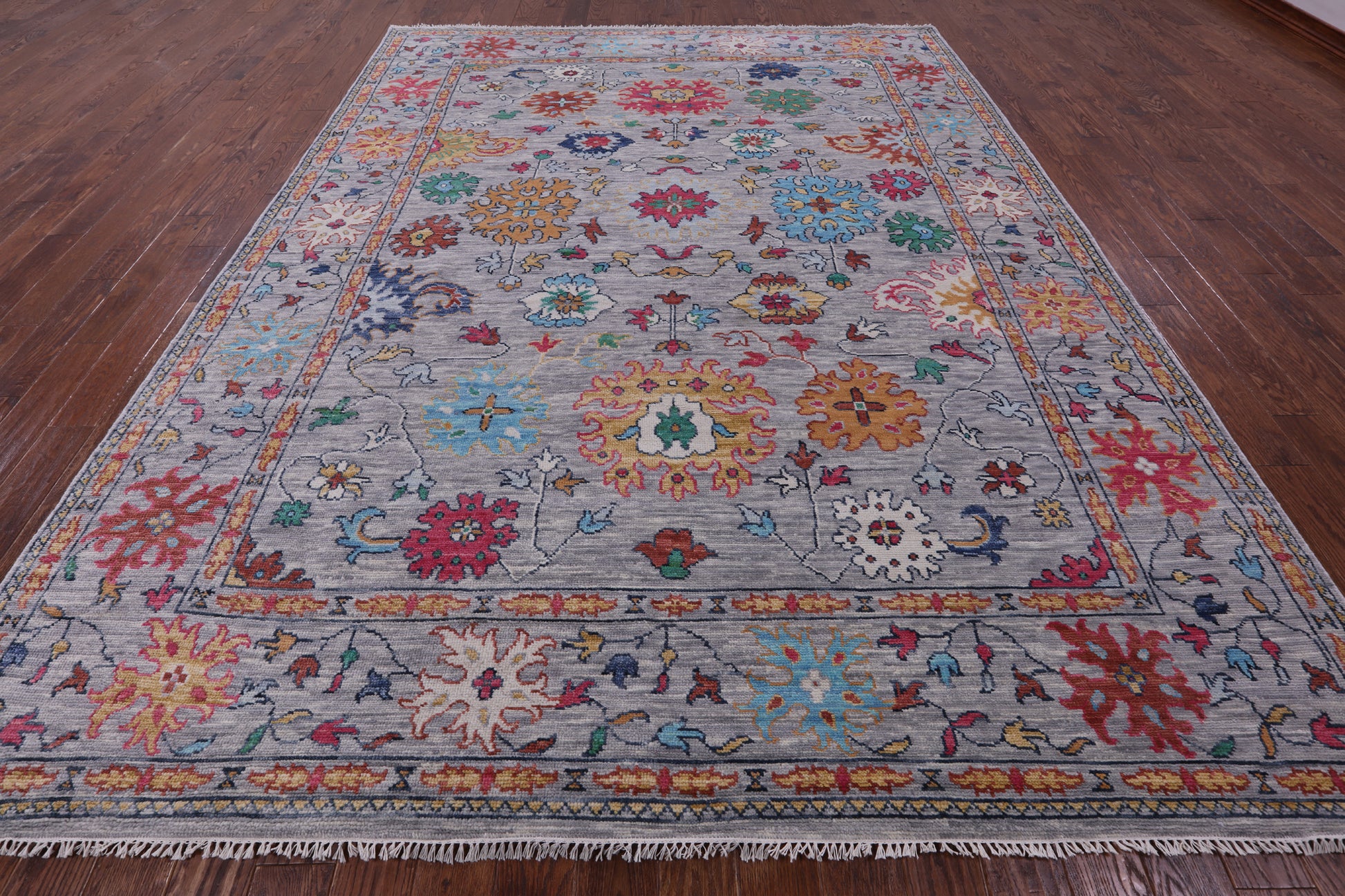 Grey Turkish Oushak Handmade Wool Rug - 9' 1" X 12' 1" - Golden Nile